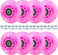 8pcs Inline Skate Wheels Led Light-Up Wheels 64/70/72/76/80mm w/Bushings 85-88A for Kids and Youth Beginners Children's Inline Skates Indoor/Outdoor Use (Pink, 64mm)