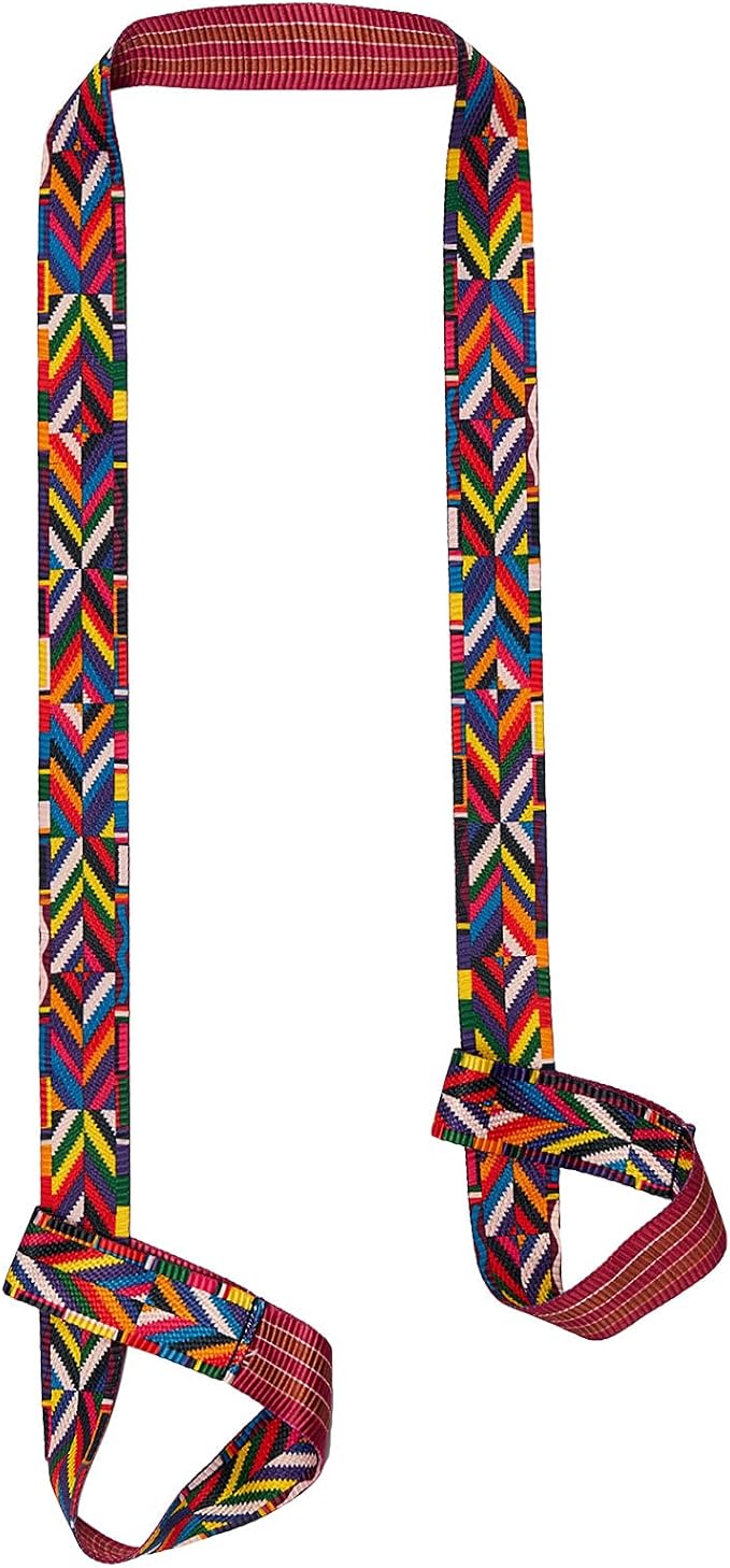 Adjustable yoga mat strap and carrier in use for carrying a rolled yoga mat