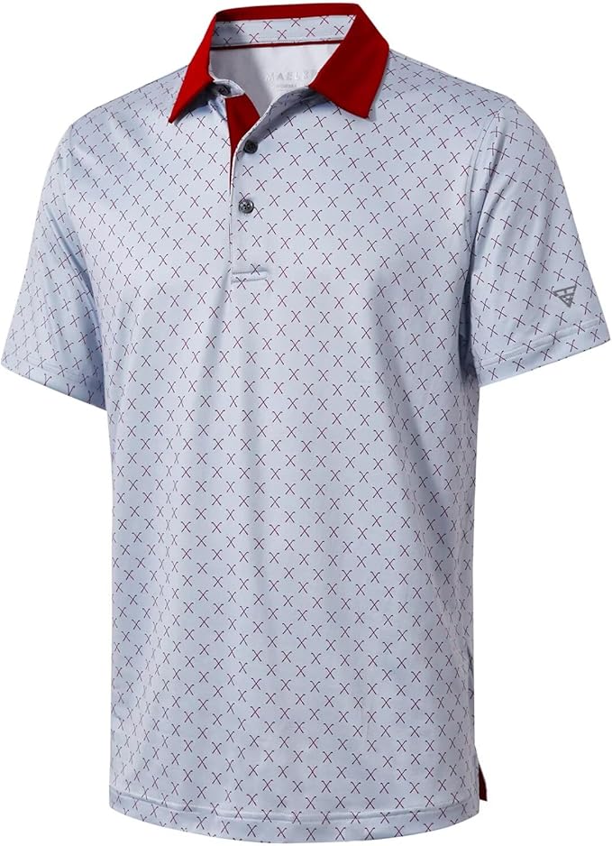 Men's short sleeve striped performance golf polo in lightweight moisture-wicking fabric