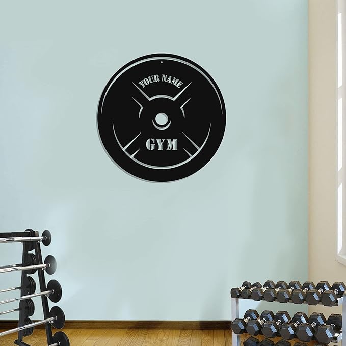 Personalized Home Gym LED Tin Metal Sign Multiple Sizes, Gym Sign Wall Decor, Exercise Workout Room Decor Fitness Center, Motivational Inspirational Hanging Wall Art Wall Plaque (05 w/o lights)