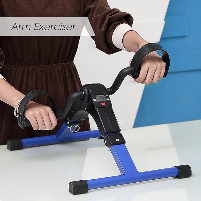 Folding Pedal Exerciser, Mini Under Desk Bike - Portable Foot Hand Cycle Peddler Machine Bicycle Exerciser for Arm Leg While Sitting