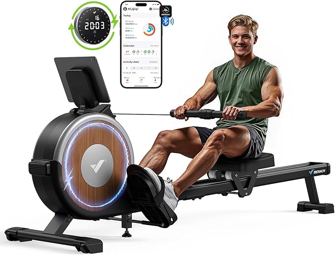 MERACH magnetic rowing machine with 16 resistance levels and dual slide rail