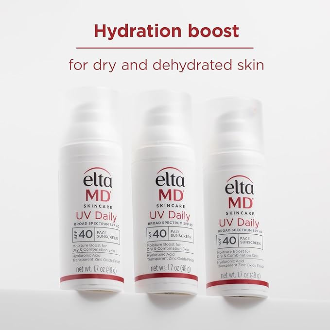EltaMD UV Daily SPF 40 Face Sunscreen Moisturizer with Zinc Oxide, Daily Face Moisturizer with SPF, Sunscreen, For Dry Skin 1.7 oz Pump
