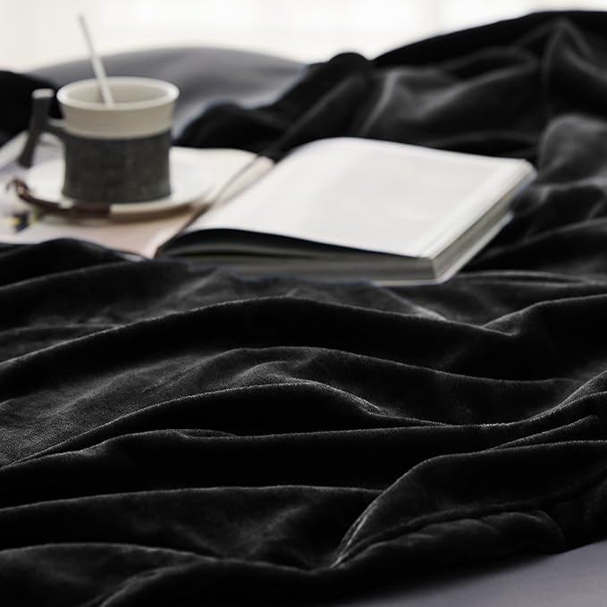 Bedsure Fleece Throw Blanket for Couch Black - Lightweight Plush Fuzzy Cozy Soft Blankets and Throws for Sofa, 50x60 inches