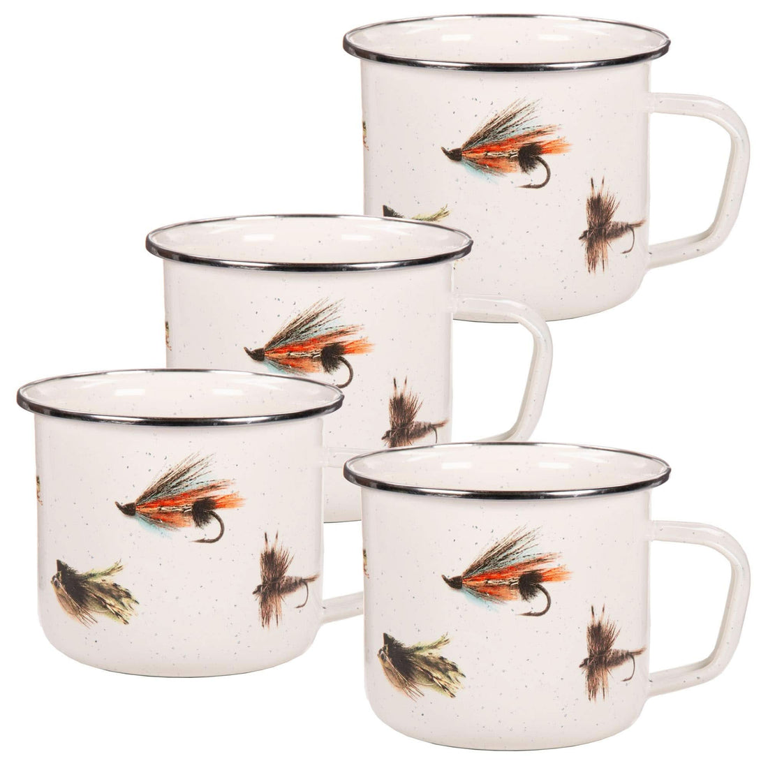 Grande Enamelware Mugs 24 oz, Set of 4 Carbon Steel Coffee Cups