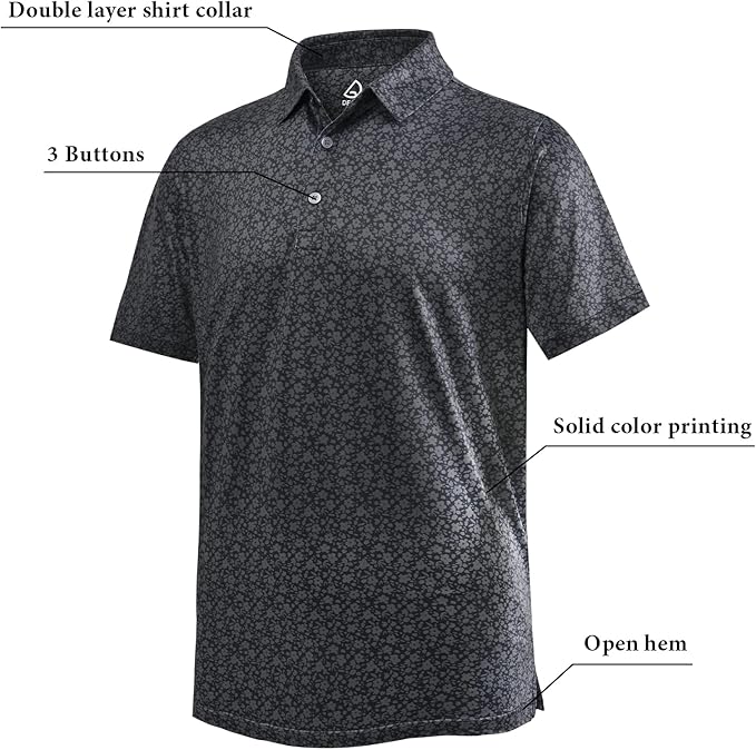 Mens Quick Dry Short Sleeve Golf Polo Performance Shirt