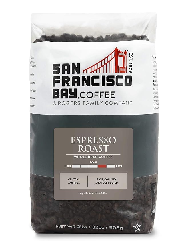 San Francisco Bay Coffee - Medium-Dark Roast Whole Bean Coffee - Espresso Roast (2 lb bag)