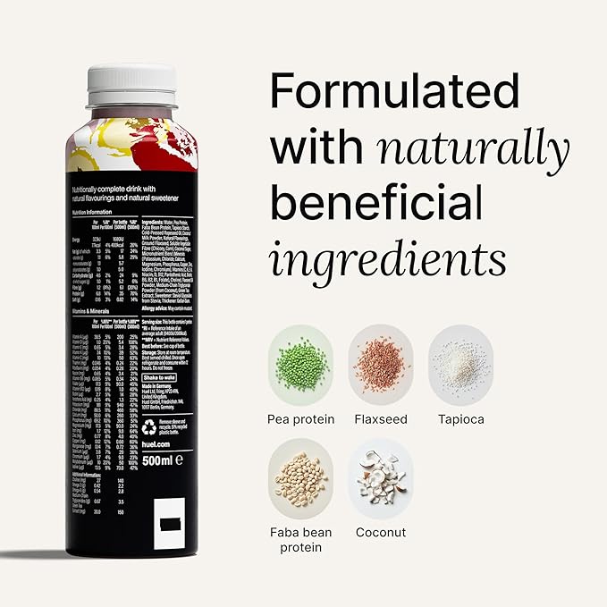 Huel Black Edition Ready-to-Drink | Strawberry Banana Meal Replacement Shake | 35g High Protein Drink | 27 Vitamins & Minerals, Vegan, Gluten Free | Plant Based | Low Sugar | 16.9 Fl Oz, 12 Pack