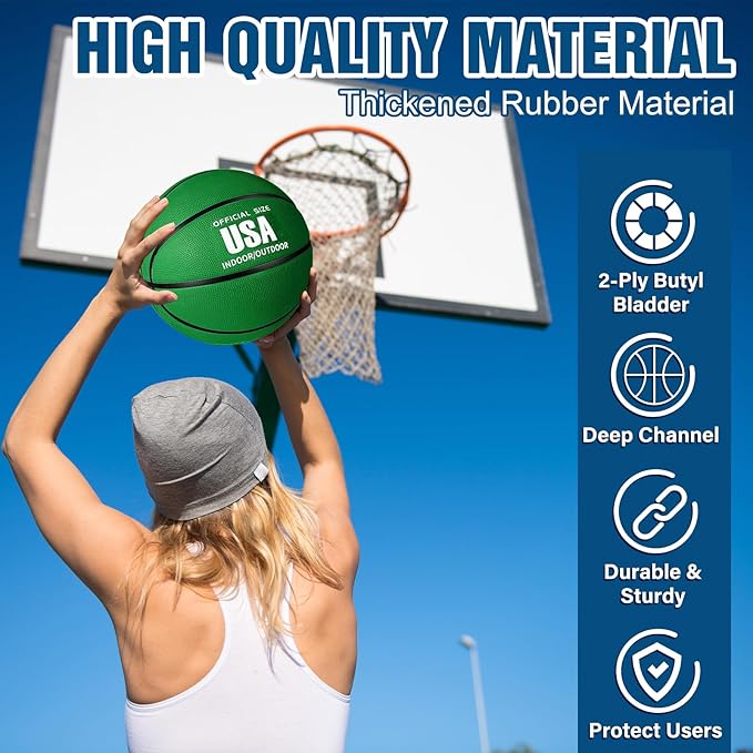 Jenaai 6 Pcs Rubber Basketballs Official Size Bulk Streetballs Multicolor Basket Balls with Pump Plain Basketball Set for Adult Youth Gifts Indoor Outdoor Training Games