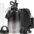 Water Bottle Insulated 32oz 40oz 64oz 128oz Straw Lid Spout Lid & 3 Lids, Leak Proof, Vacuum Insulated,Stainless Steel Water Bottle Wide Mouth for Sports, Gym or Office