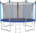 GYMAX Trampoline, 8FT 10FT 12FT 14FT 15FT 16FT Recreational Trampolines w/Safety Enclosure Net & Ladder - ASTM Certificated, Outdoor Trampoline for Kids and Adults