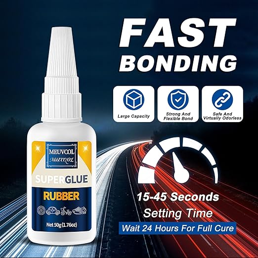 Rubber Glue,100g Super Glue for Rubber, RC Tires, Seals, Gaskets, Shoe Soles, Hose, Rubber Adhesive Heavy Duty, Waterproof, Motorcycle Handlebar Grip Glue for Automotive Parts, Bike Tires