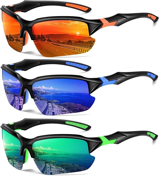 Sports Polarized Sunglasses for Men Cycling Running Fishing UV Protection Sun Glasses Lightweight Half Frame Goggles