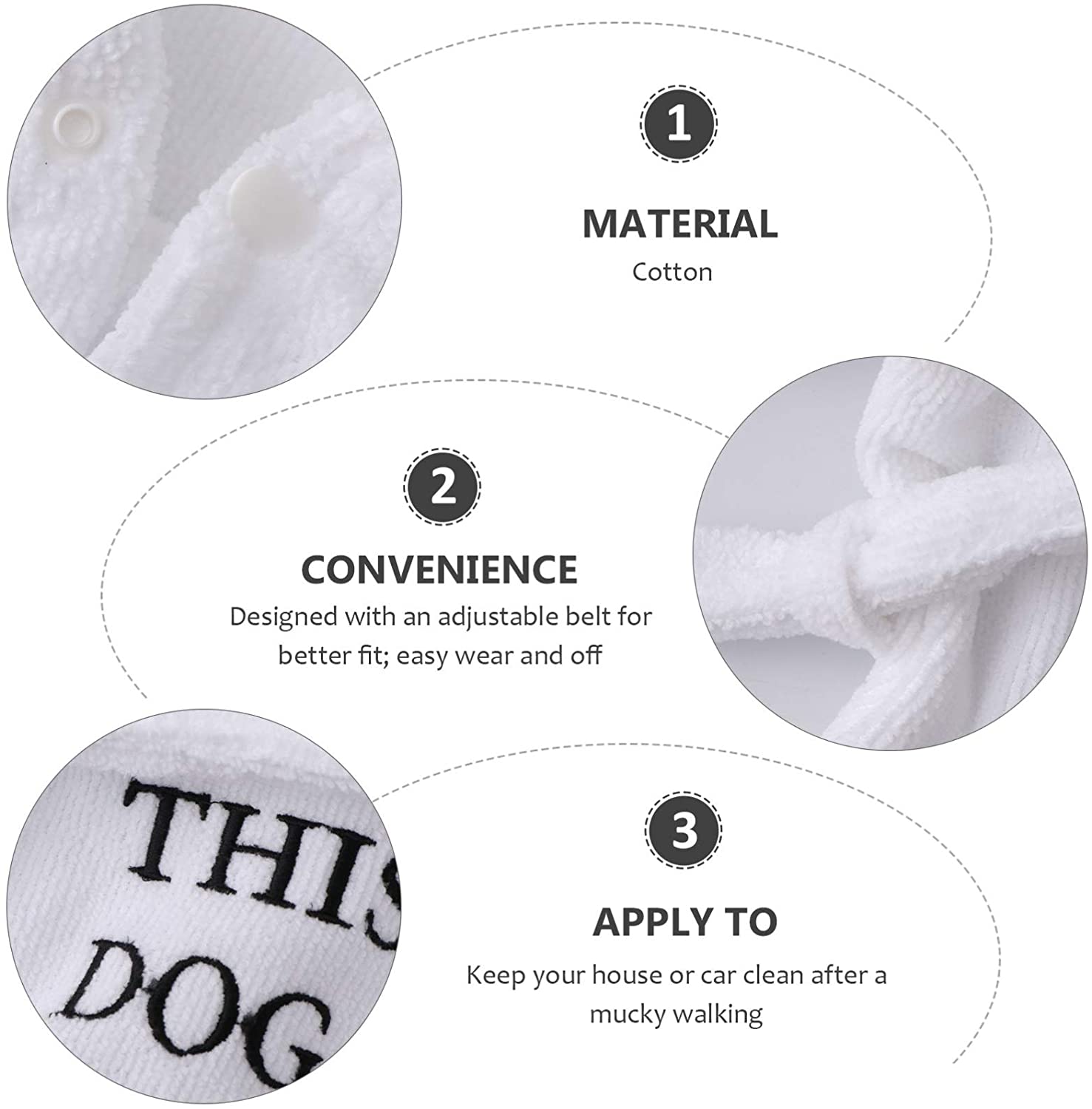 White Pet Bath Robe with Hood and Fun Lettering for Dogs - Image 12