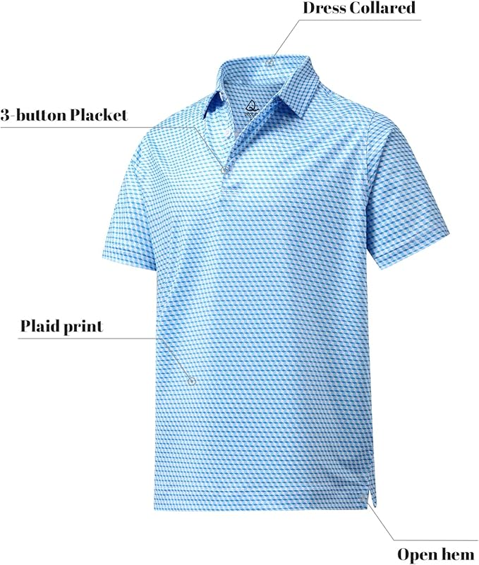 Men's Geometric Print Performance Golf Polo Shirt - Quick Dry