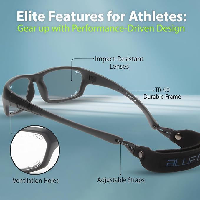 BLUE CUT Sports Protection Goggles, Photochromic Lenses Safety Glasses for Basketball, Pickleball Indoor Outdoor Sports
