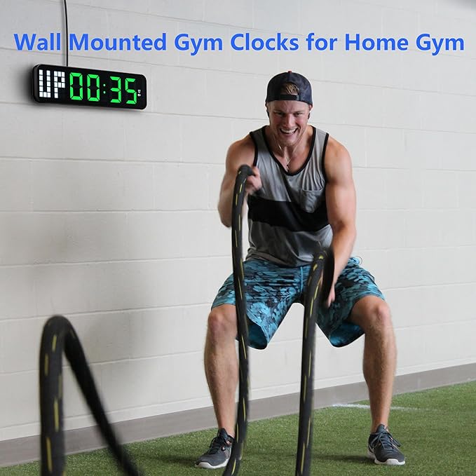 Gym Timer 15'' Large Wall Clocks for Home Gym, Interval Workout Countdown Clock Remote Control for Boxing Crossfit Fitness Tabata Home Gym Accessories