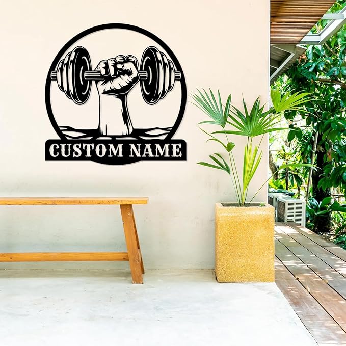 Customized Metal Gym Name Sign, Personalized Sports Room Wall Art,Metal Gym Sign,Unique Fitness Wall Sign, Gym Lovers Unique Gift, Gym Wall Art,Training Center Sign (Style-15)