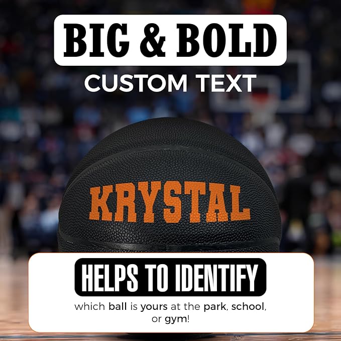 HAMMET Personalized Basketball – Customized Basketball with Your Name or Text – Multiple Colors, Fonts & Designs Available – Durable for Indoor and Outdoor - Ideal Gift for Son, Daughter, Boy or Girl
