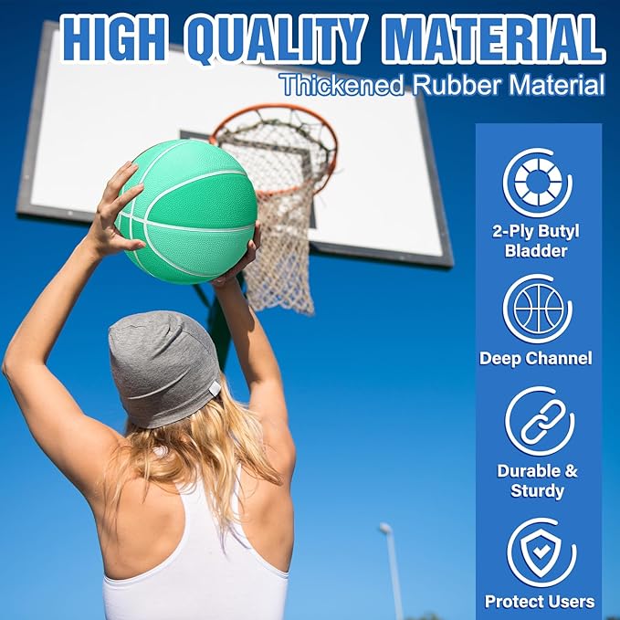 Jenaai 6 Pcs Rubber Basketballs Official Size Bulk Streetballs Multicolor Basket Balls with Pump Plain Basketball Set for Adult Youth Gifts Indoor Outdoor Training Games