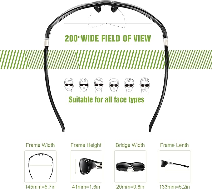 3 Pack Polarized Sports Sunglasses for Men, Mens Sunglasses Wrap Around UV400 Protection for Cycling Fishing Driving