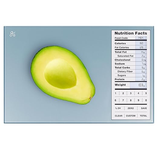 Greater Goods Nutrition Scale with Food Grade Glass, Perfect for Calorie Counting, Meal Prep, and Weight Loss (Stone Blue)