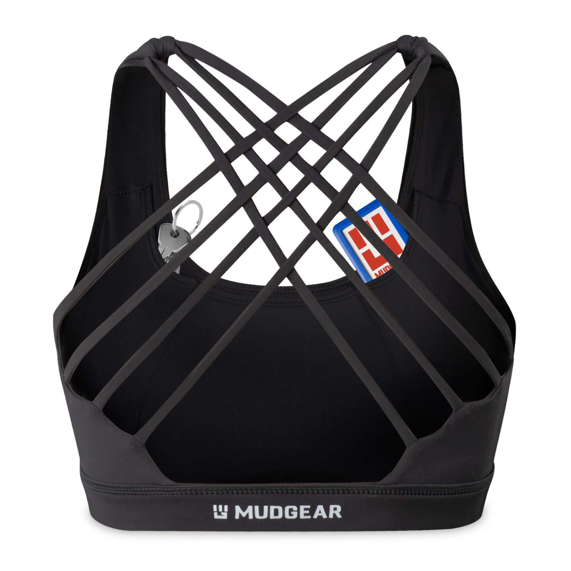 Women's Performance Sports Bra with Storage Pockets in Black - Image 2