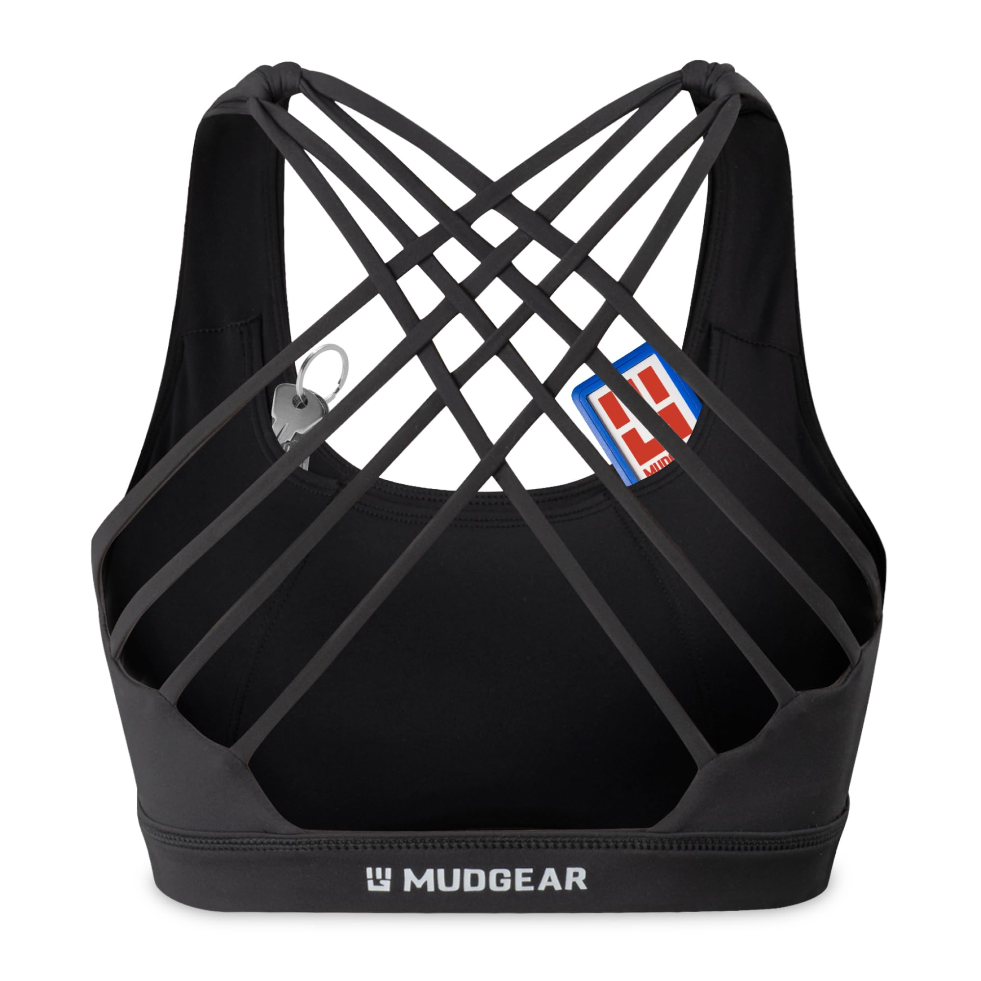 Women's Performance Sports Bra with Storage Pockets in Black - Image 2