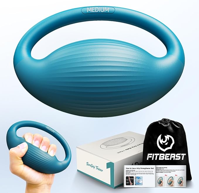 FitBeast Hand Exercise Balls - 3 Resistance Levels Stress Balls for Adults, Squeeze Balls for Hand Therapy, Rehabilitation, Arthritis, Muscle Building