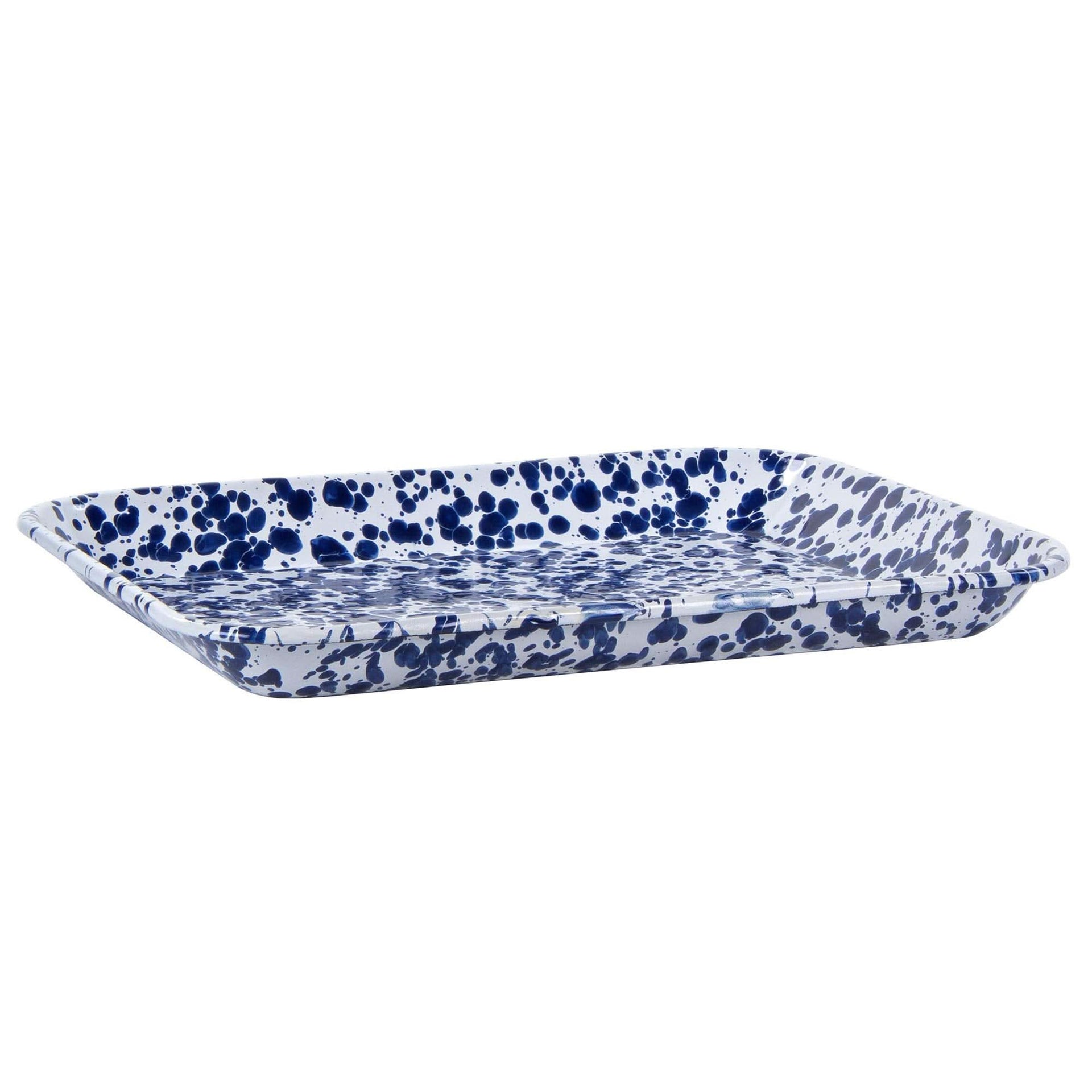 Enamelware Quarter Sheet Trays - Durable Spatterware Set of 2