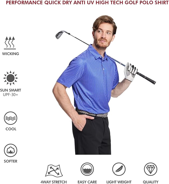 Men's Striped Short Sleeve Golf Polo - Moisture Wicking Dry Fit