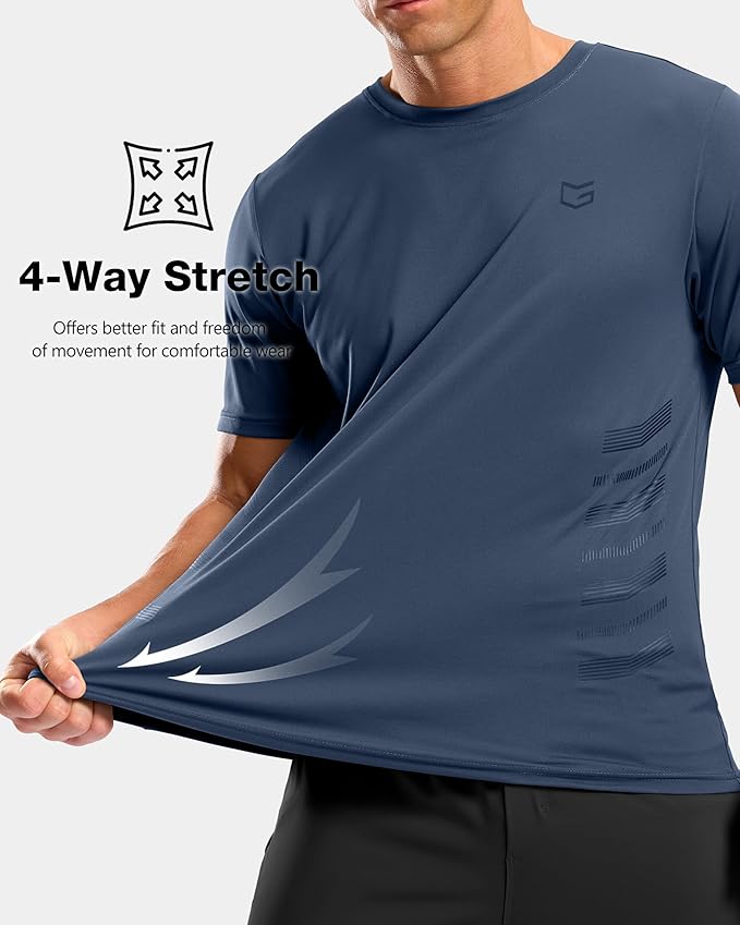 Men's Navy Blue Performance Running Tee Moisture Wicking Gym Wear
