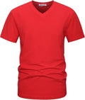 Close up of a men's premium V-neck t-shirt showing the fitted fabric texture and neckline detail.