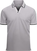 Men's athletic fit golf polo in jacquard fabric with ribbed V-neck