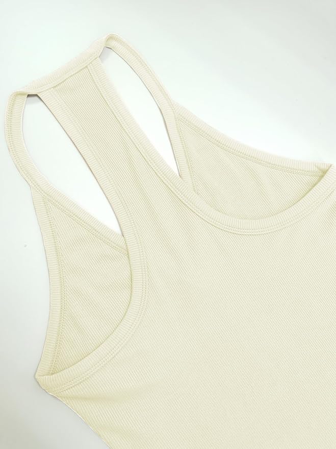 iGENJUN Workout Tops for Women Racerback Basic Tank Summer 2025 Camisole V Neck Slim Fit Ribbed Sleeveless