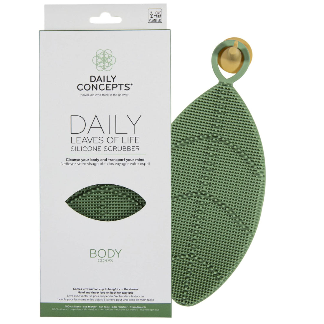 Green Silicone Body Scrubber for Minimalist Eco-Friendly Bathing