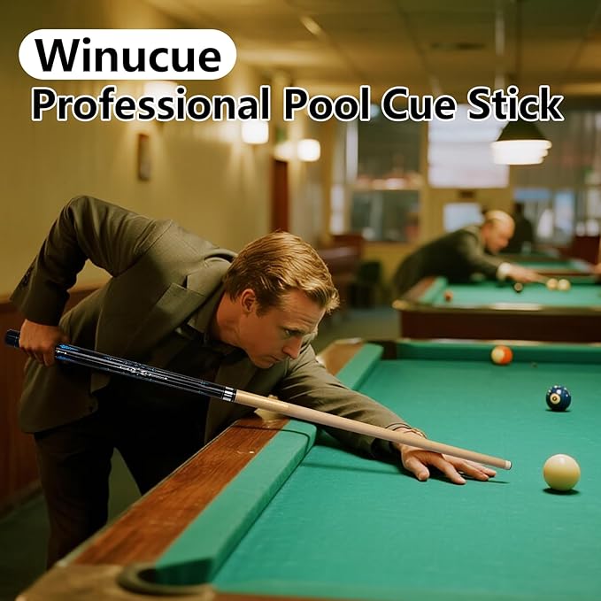 Pool Cue, 58" Billiard Cue Stick 2-Piece 13mm Maple Wood Pool Cue Stick 18 19 20 21oz for Bar House Pool Table Sports