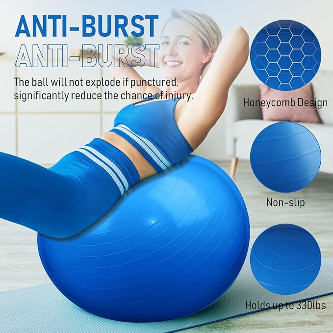 Leyndo 4 Pcs 26 Inch Yoga Exercise Ball Pilates Pregnancy Birthing Fitness Ball with Quick Pump Anti Burst for Improved Posture, Balance, Yoga, Pilates, Training