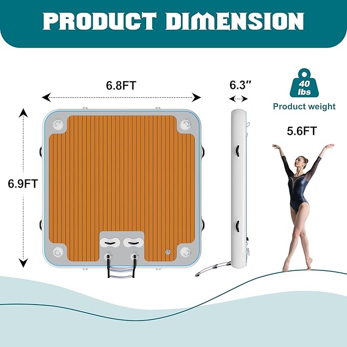 Specraft Inflatable Floating Dock, Non-Slip Air Dock Platform loating Island Raft with Rope Ladder for Pool Lake Beach Ocean