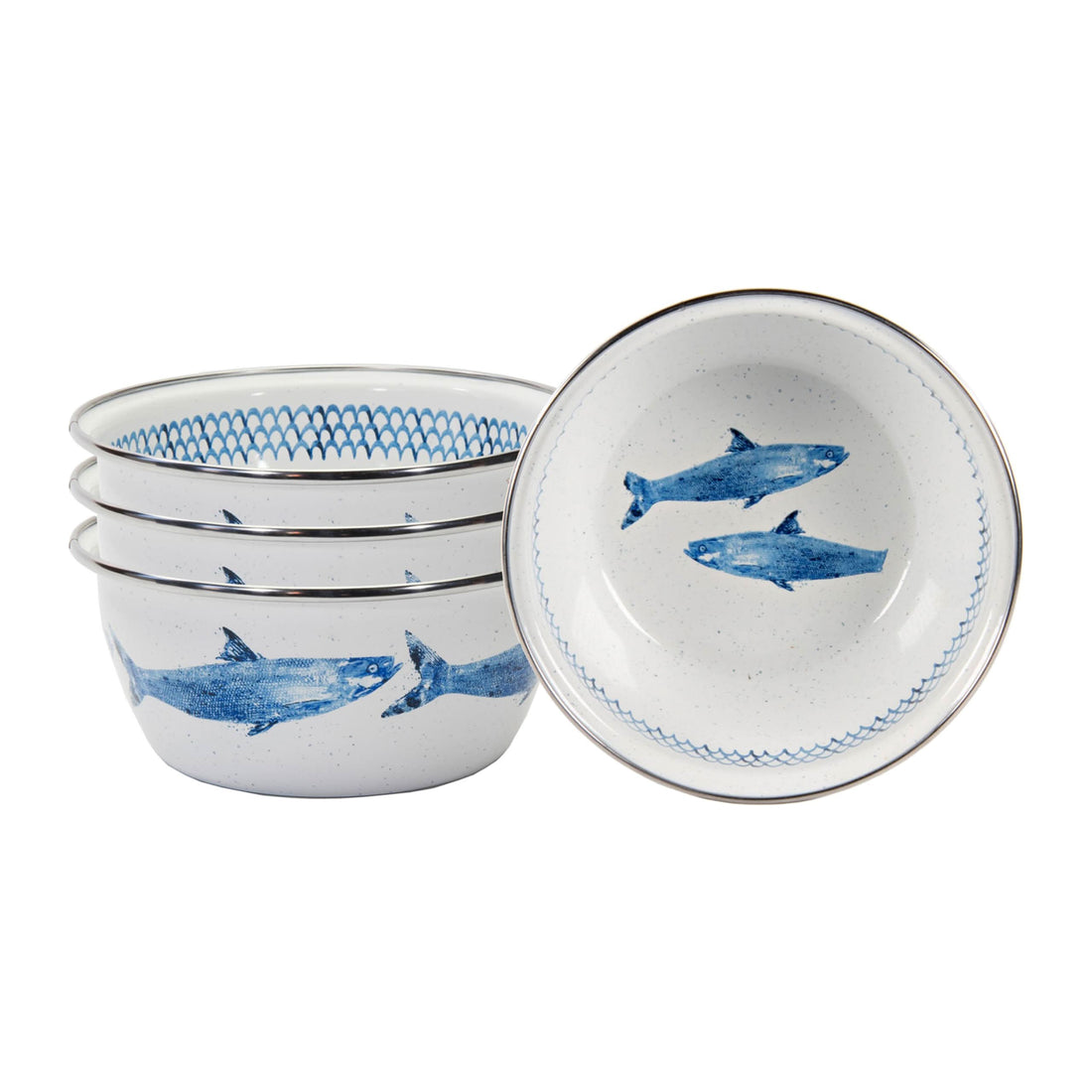 Aspen Grove Enamelware Salad Bowls - Rustic Set of 4
