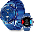 Smart Watch for Men Bluetooth Answer/Make Call, 1.43" AMOLED Display Luxury Smartwatch, Fitness Tracker with 100+ Sport Modes, Heart Rate/Sleep Monitor for iOS Android, 2 Watch Bands (Blue)