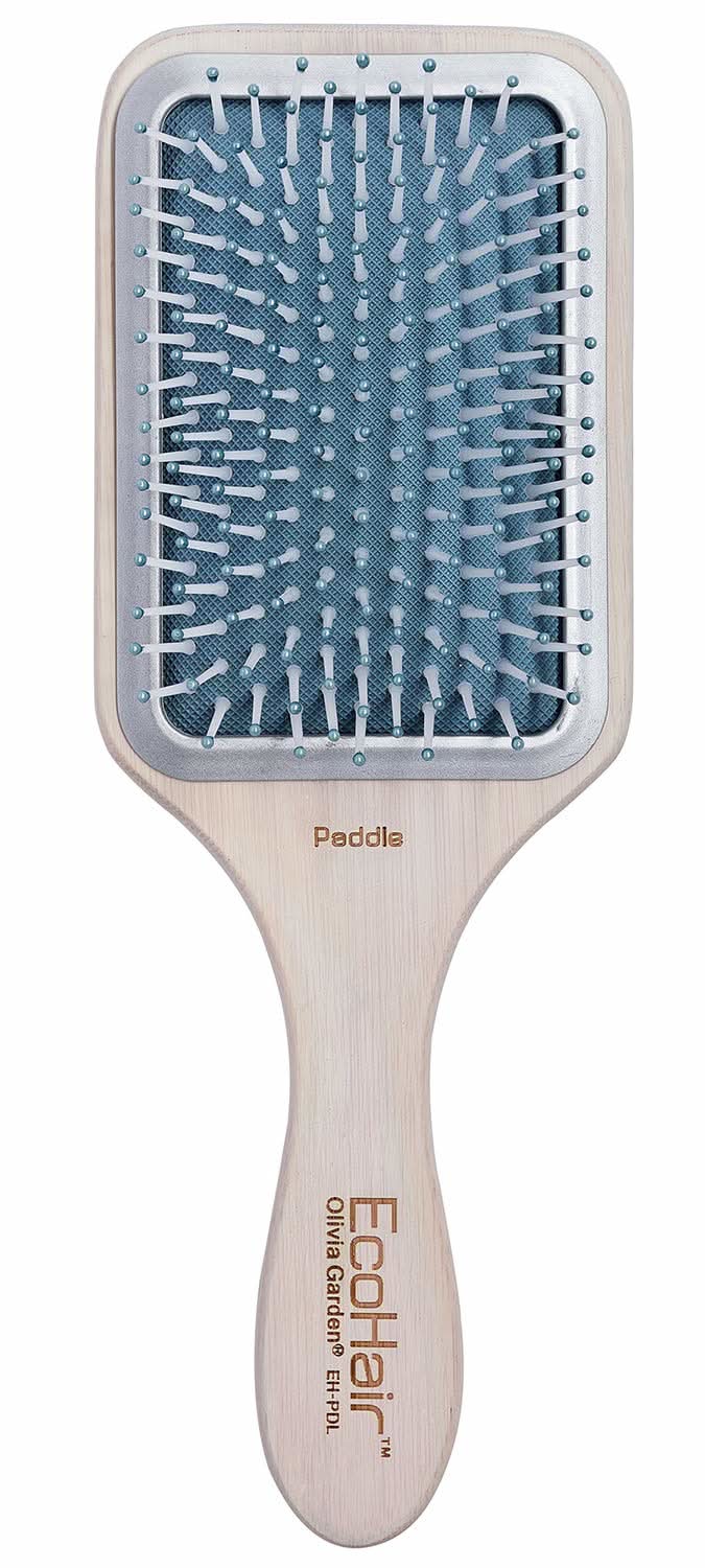 Eco-friendly bamboo paddle brush with mixed ionic and boar bristles for frizz-free hair