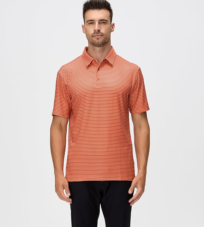 Men's Striped Performance Golf Polo