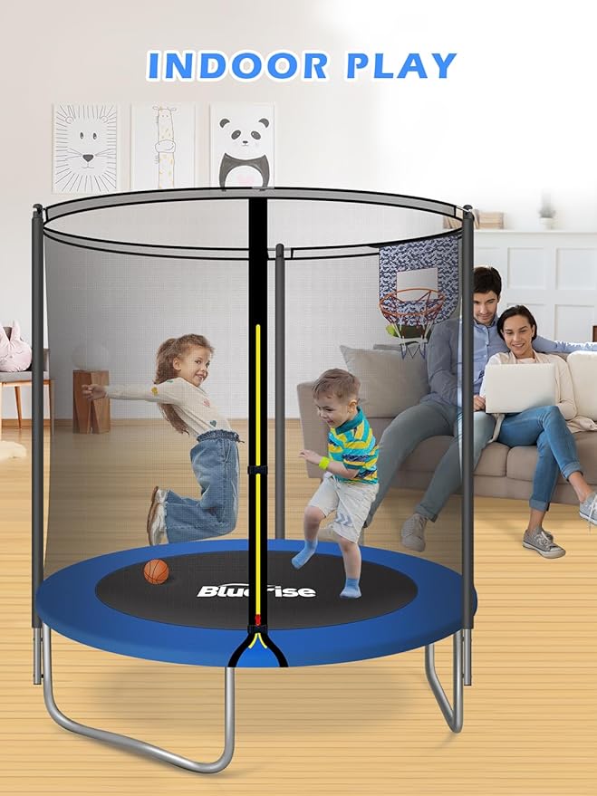 6FT Kids Trampoline with Basketball Hoop & Safety Enclosure Net
