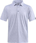 Men wearing a stylish printed short-sleeve performance golf polo shirt