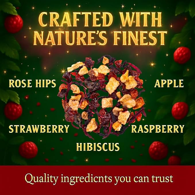 Bellasia Tea Fairy Berry for Kids Using Real Fruit Pieces - Caffeine Free Herbal Tea Blend with Real Ingredients & Balanced Flavor- Add Loose Leaf Tea to Your Child’s Routine for A Fun & Tasty Drink. 20-25 Cups