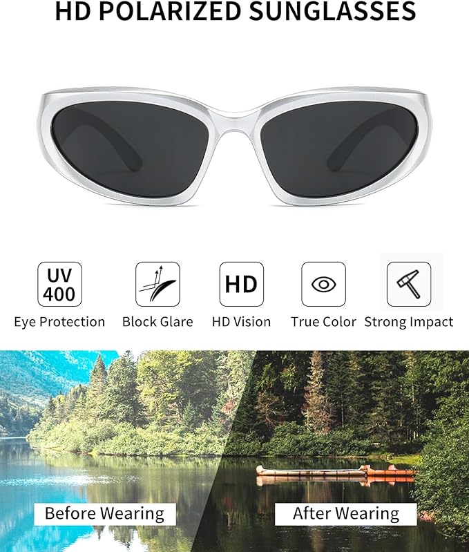 SOAR&EAGLE Y2K 3Pack Polarized sunglasses Wrap Around Men's Women's sunglasses Fashion Sport Shades Sun Glasses