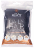 Minimalist solid black hair towel wrap designed for anti-frizz, quick-dry bathroom use.