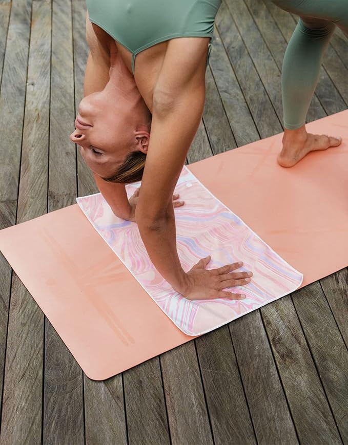 Yoga Design LAB | The Hand Towel | Premium Non Slip Hand Towel | Designed in Bali | Colorful Eco Printed + Quick Dry + Soft | Hot Yoga, Bikram, Ashtanga, Sport, Barre, Travel (Pearl)