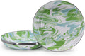 Set of four Modern Monet enamelware pasta plates with artistic colorful patterns